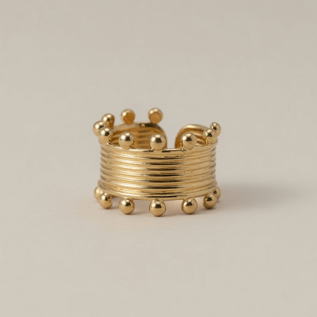 Chunky Textured Wide Gold Statement Rings