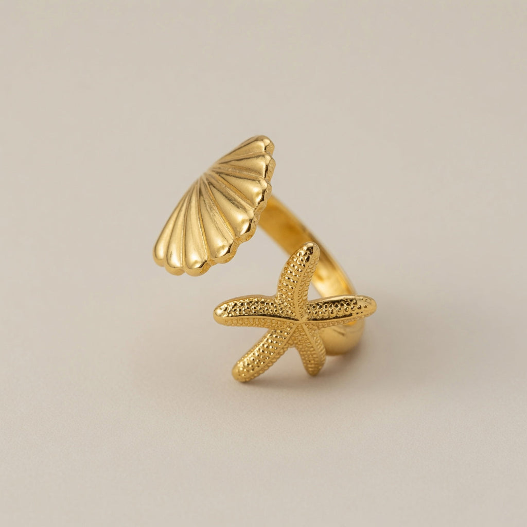 Starfish Shell Adjustable Ring