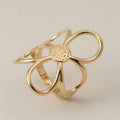 Flower Pearl Rhinestone Adjustable Ring