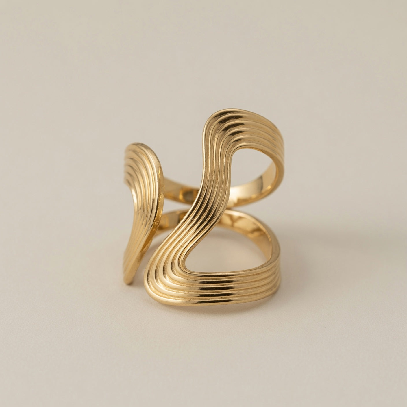 Chunky Textured Wide Gold Statement Rings