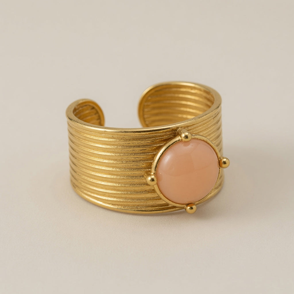 Geometric Adjustable Ring Natural Stone