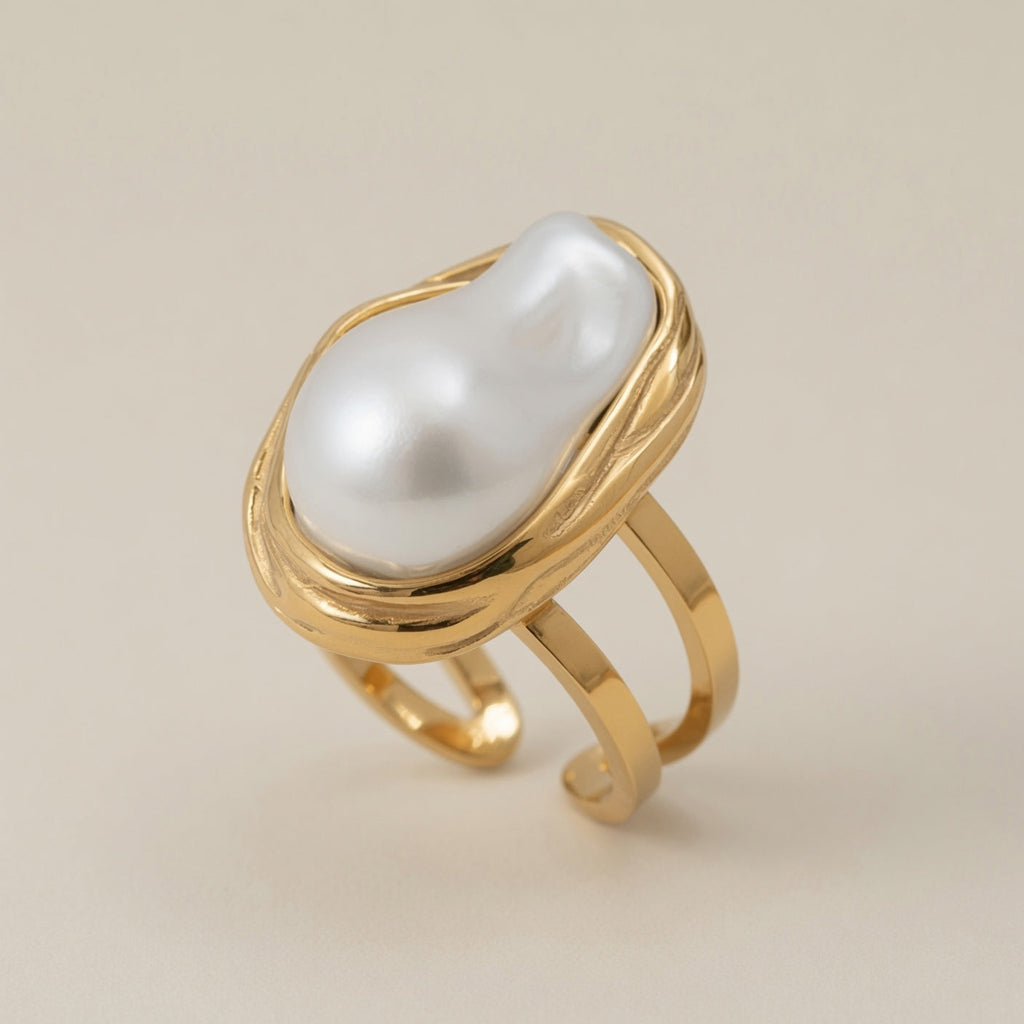Vintage Gold Plated Pearl Flower Ring