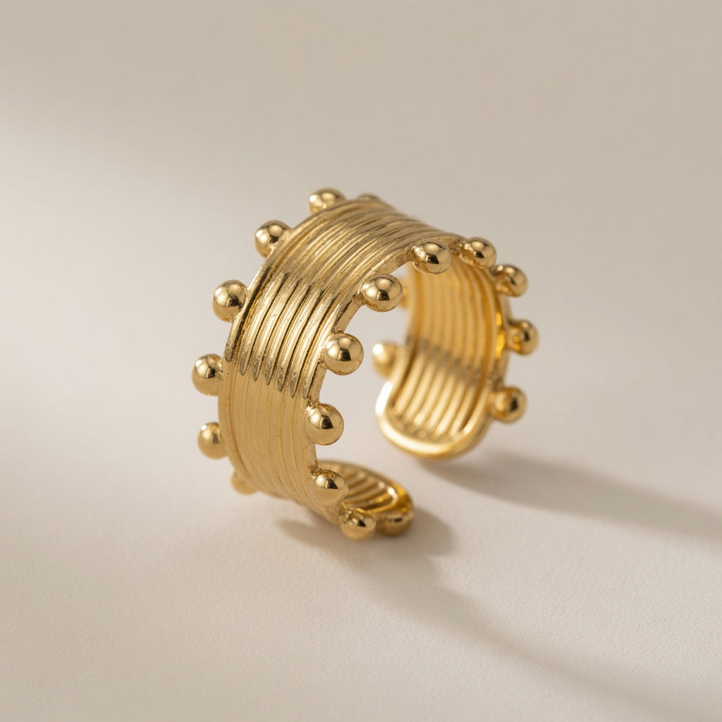 Chunky Textured Wide Gold Statement Rings