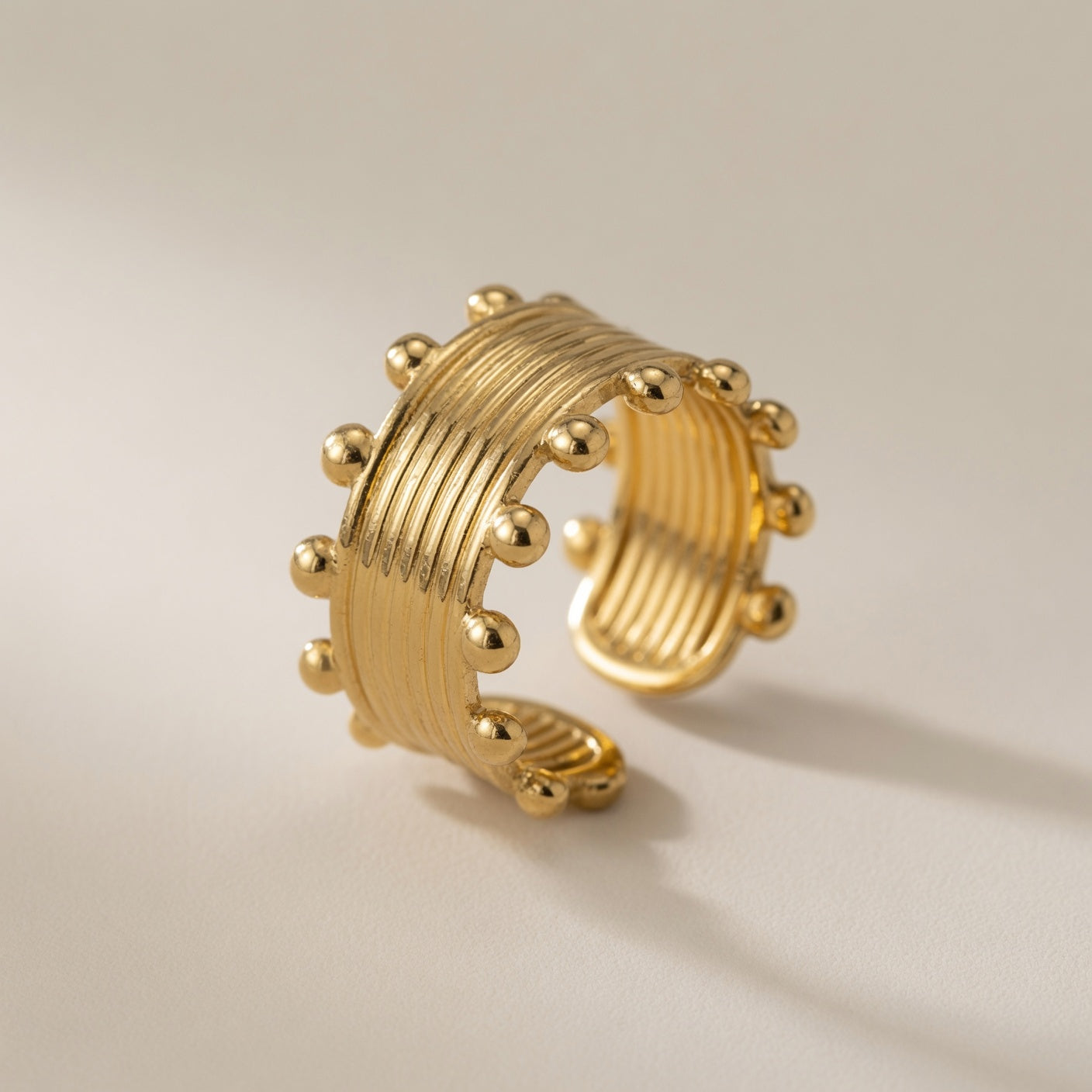 Chunky Textured Wide Gold Statement Rings