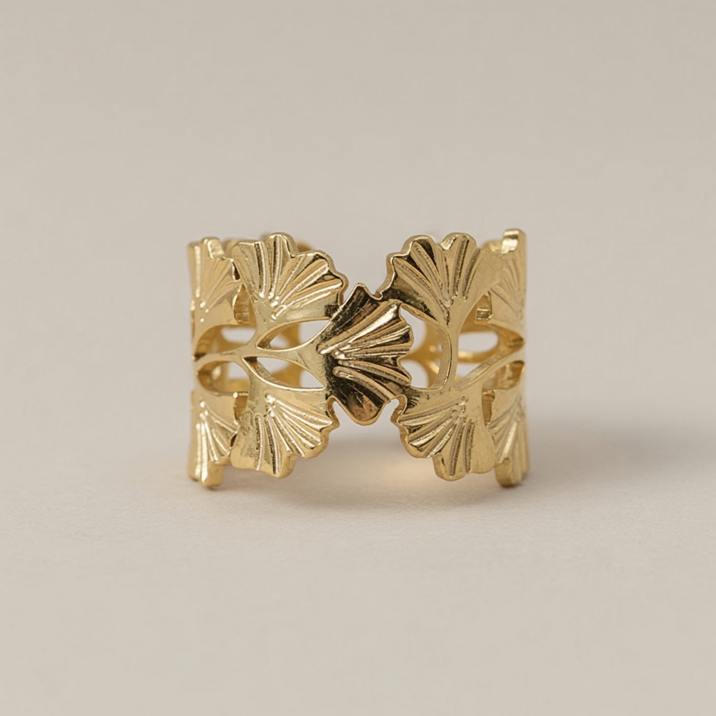 Vintage Gold Plated Geometric Open Ring