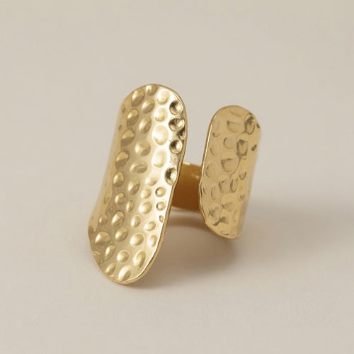 Chunky Textured Wide Gold Statement Rings