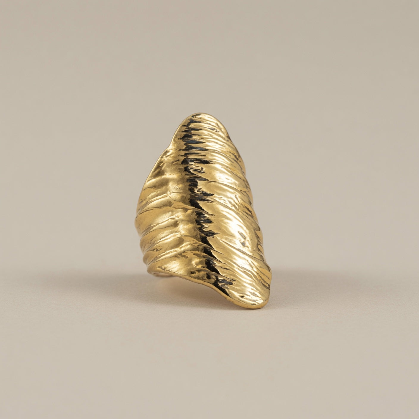 Chunky Textured Wide Gold Statement Rings