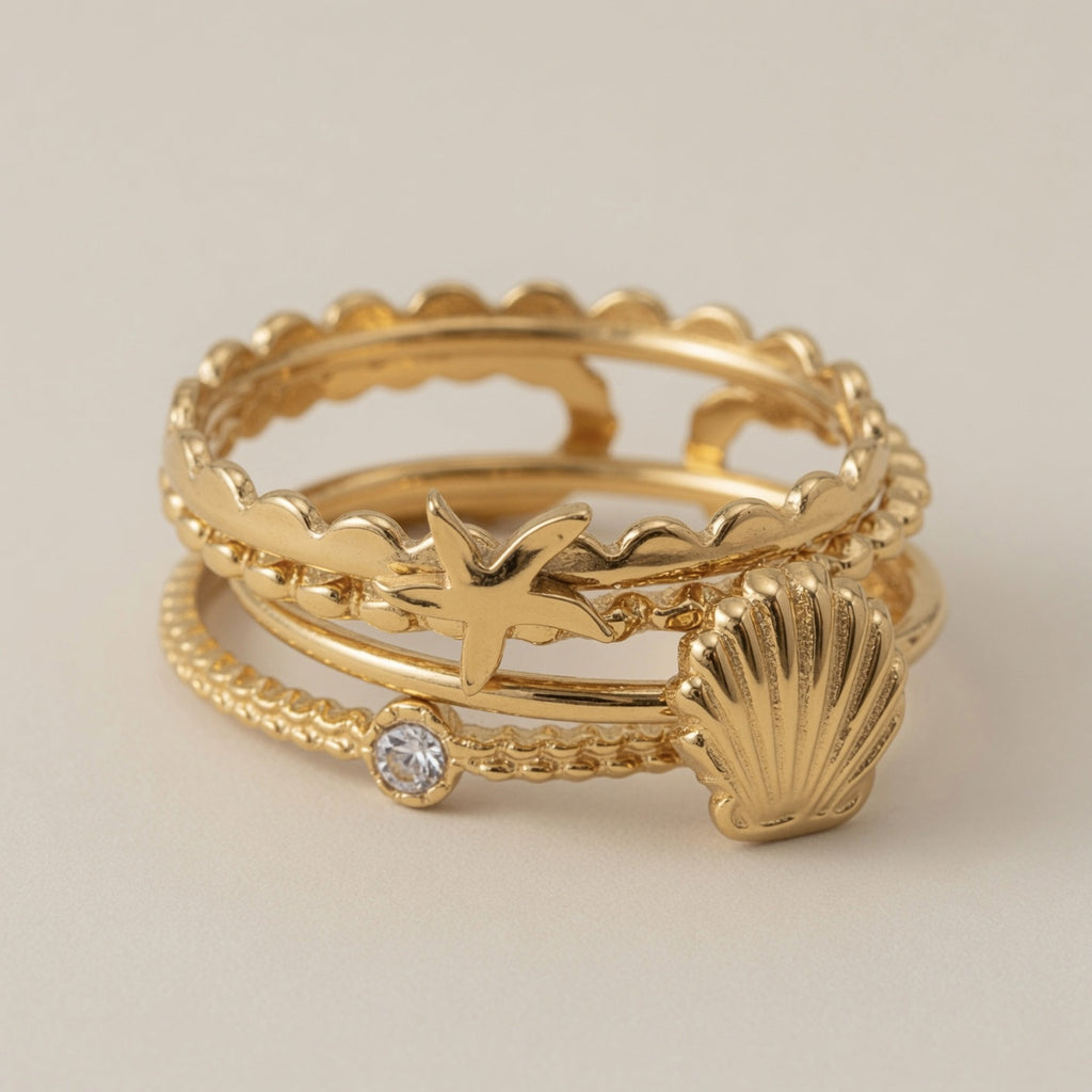 Multi Layer Stackable Rings Gold Plated