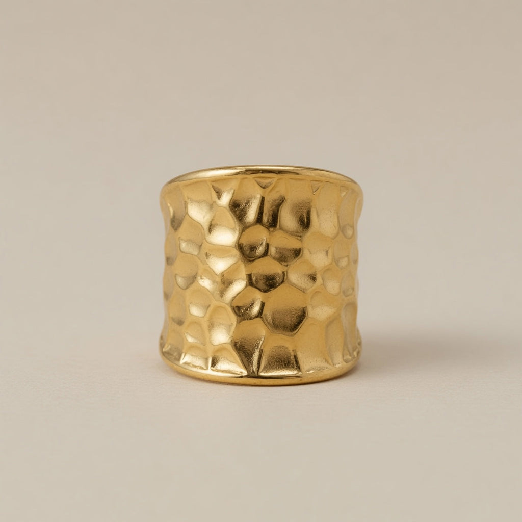 Chunky Textured Wide Gold Statement Rings