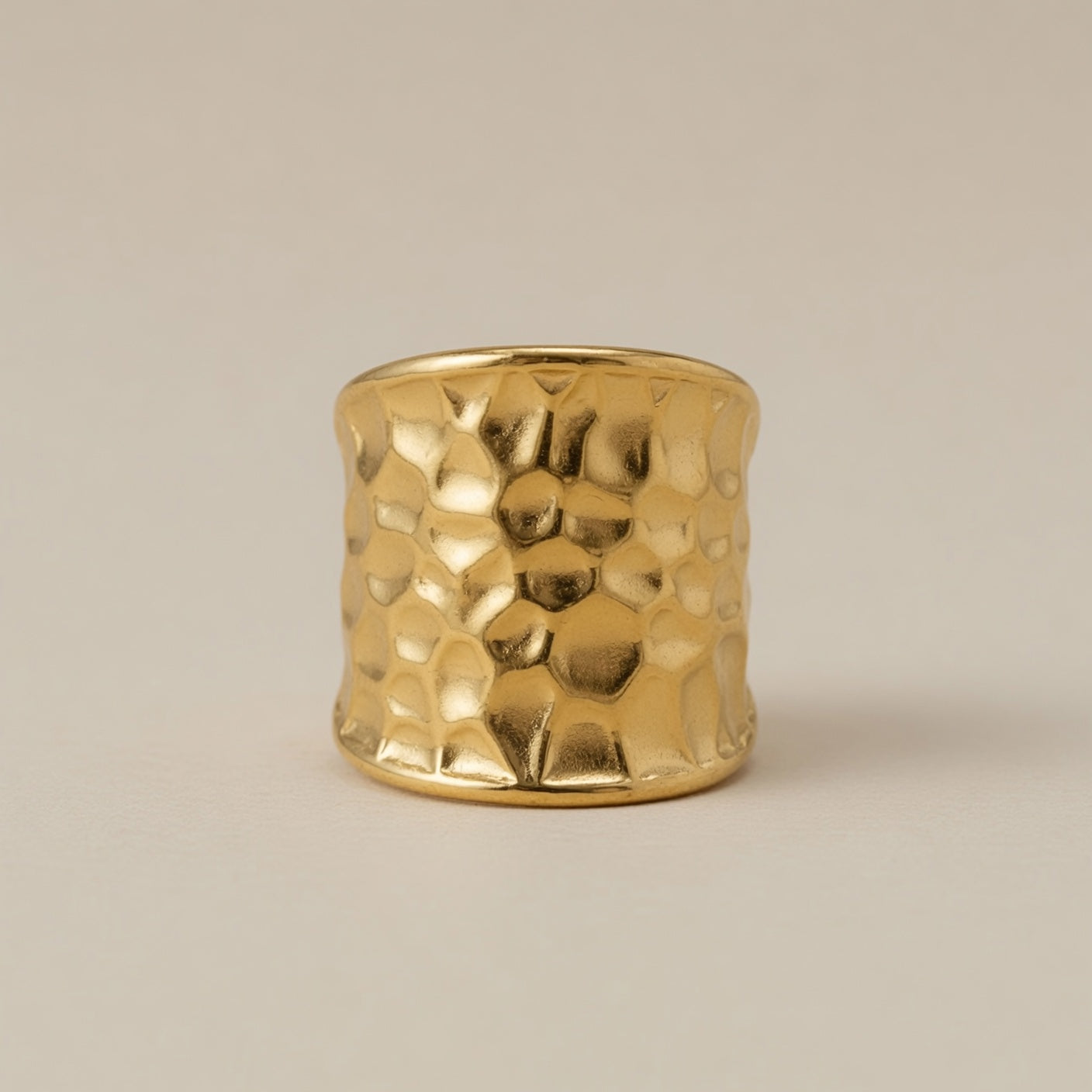 Chunky Textured Wide Gold Statement Rings