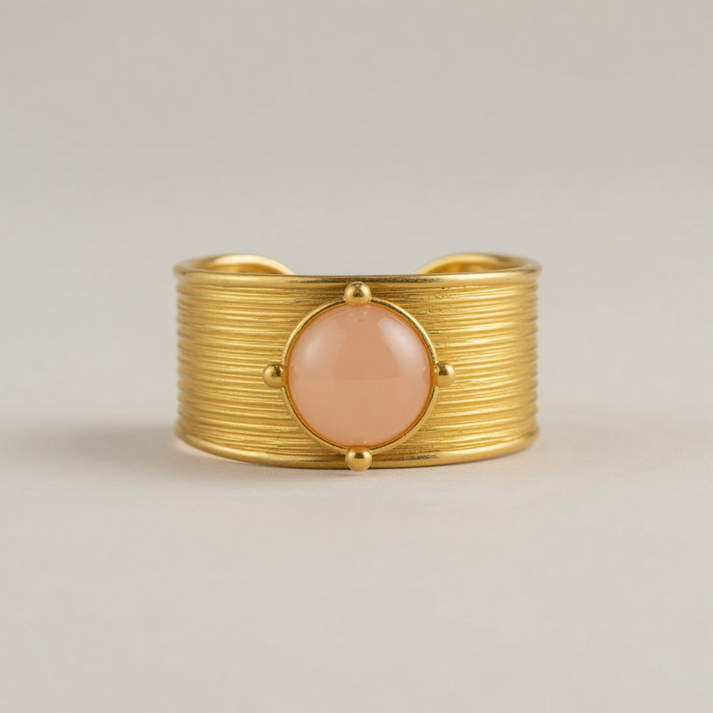 Geometric Adjustable Ring Natural Stone