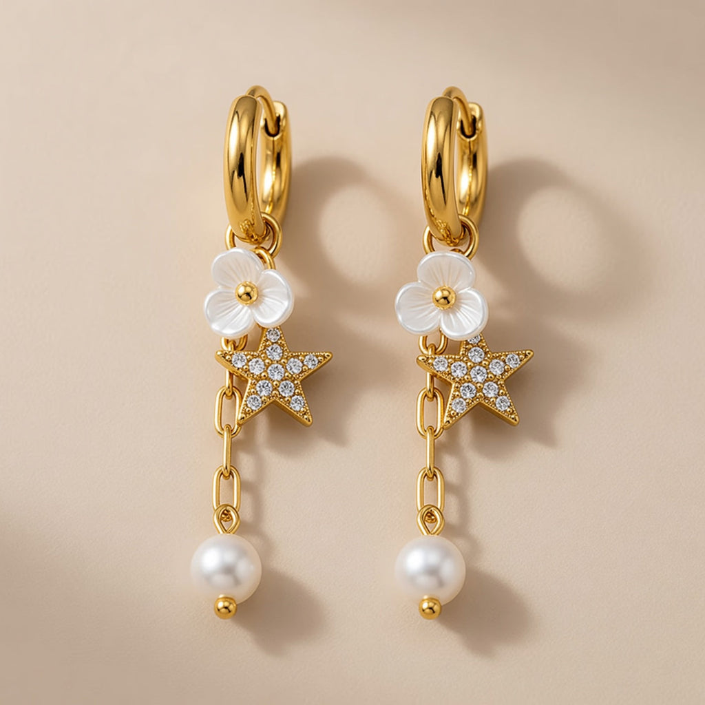 Gold Plated Baroque Pearl Drop Earrings