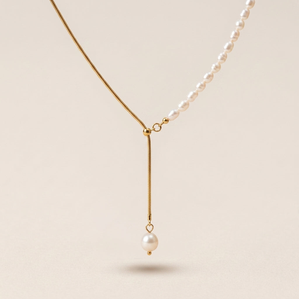 Elegant Half Pearl Drop Necklace