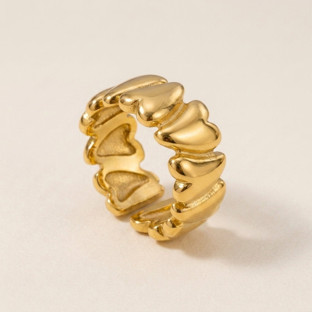 Linked Hearts Gold Ring