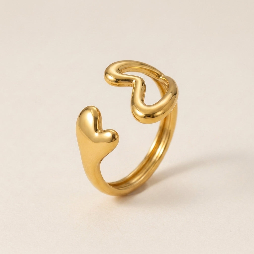 Double Heart Gold Ring