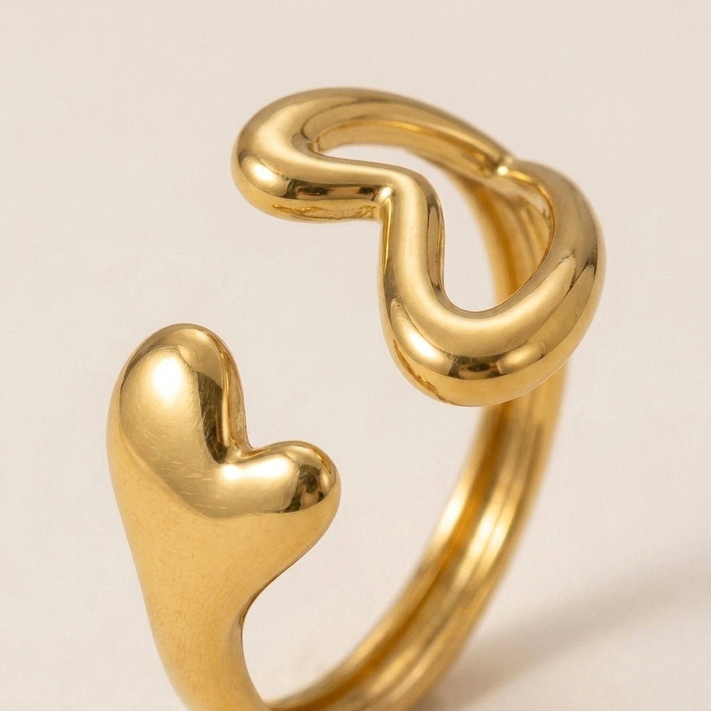 Double Heart Gold Ring