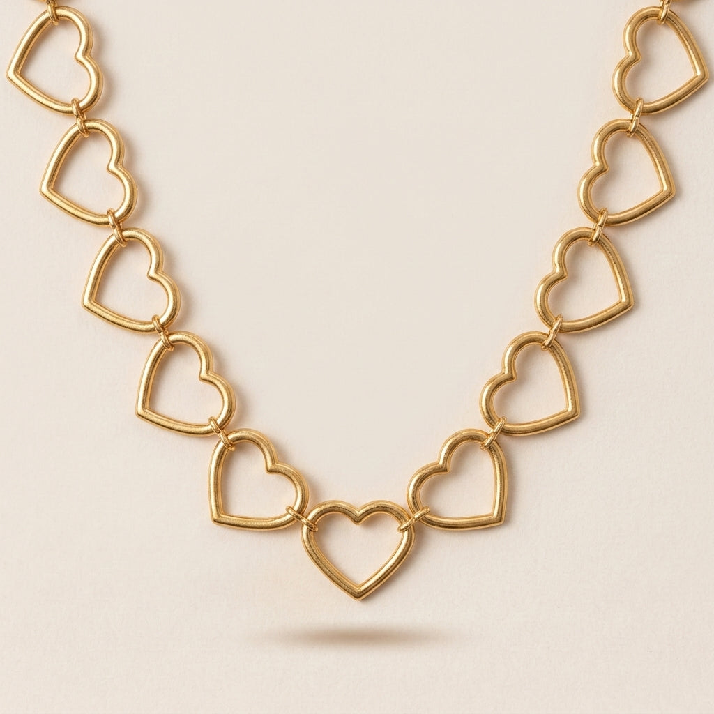 Delicate Linked Heart Collar