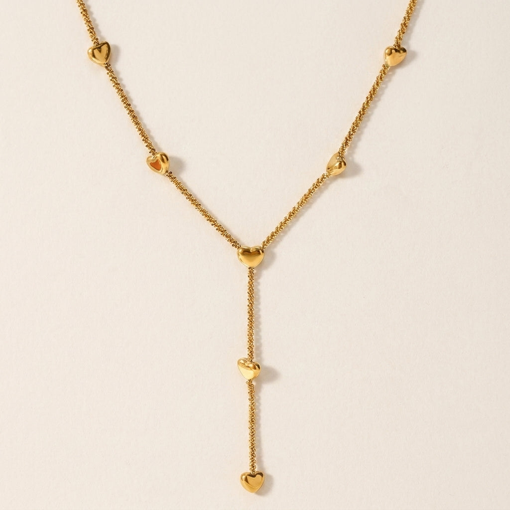 Long Heart Charm Necklace